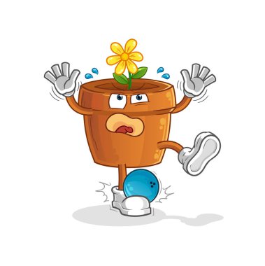 Çiçek saksısı Hiten, bowling çizgi filminden. çizgi film maskotu vektörü