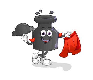 Kırmızı bez resimli mürekkep matadoru. karakter vektörü