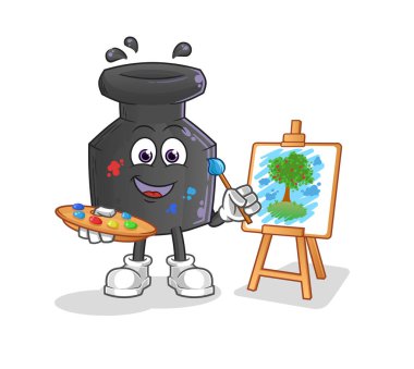 Mürekkep sanatçısı maskotu. çizgi film vektörü