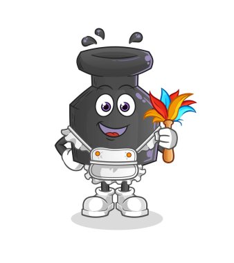 Mürekkepli hizmetçi maskotu. çizgi film vektörü
