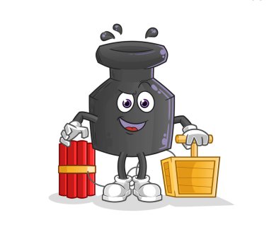 Mürekkep dinamit fünyesi. çizgi film maskotu vektörü