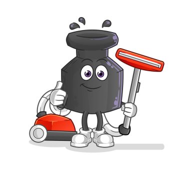 Süpürgeyle mürekkep temizlendi. karakter vektörü