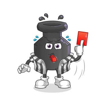 Kırmızı kart resimli mürekkep hakemi. karakter vektörü