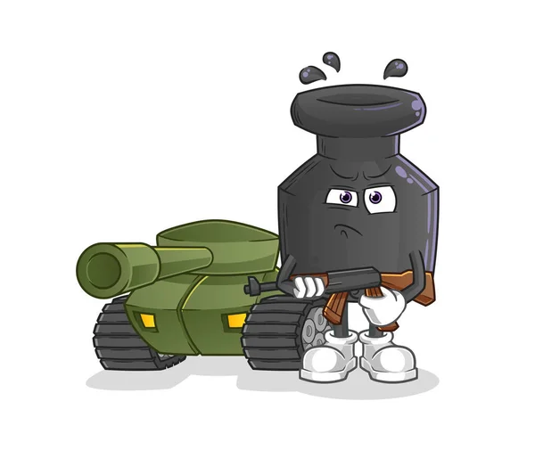 Soldado Tinta Com Caráter Tanque Vetor Mascote Desenhos Animados —  Vetores de Stock