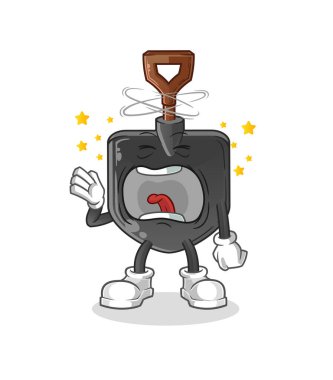 Kürek esneme karakteri. çizgi film maskotu vektörü