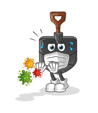 Kürek virüsleri reddeder. çizgi film maskotu vektörü