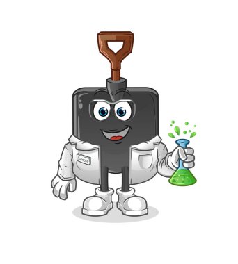 Kürek bilim adamı karakteri. çizgi film maskotu vektörü