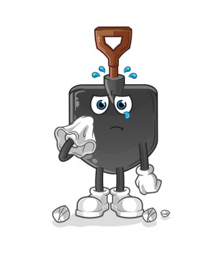 Kürekler peçeteyle ağlar. çizgi film maskotu vektörü