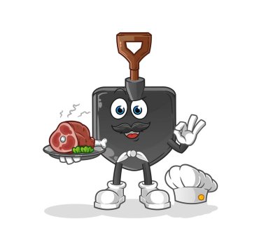 Et maskotu olan kürek şefi. çizgi film vektörü