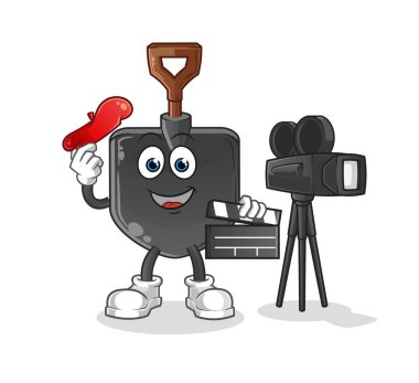 Kürek direktörü maskotu. çizgi film vektörü