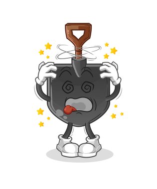 Başı dönen kürek maskotu. çizgi film vektörü