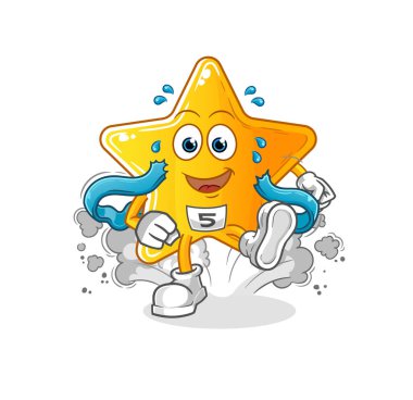 Yıldız koşucu karakteri. çizgi film maskotu vektörü