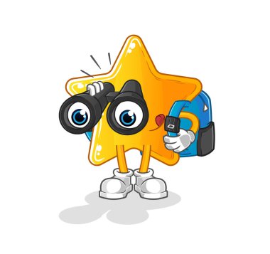 Dürbünlü yıldız. çizgi film maskotu vektörü