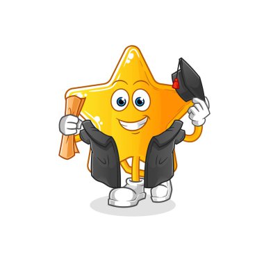 Yıldız mezuniyet vektörü. çizgi film karakteri