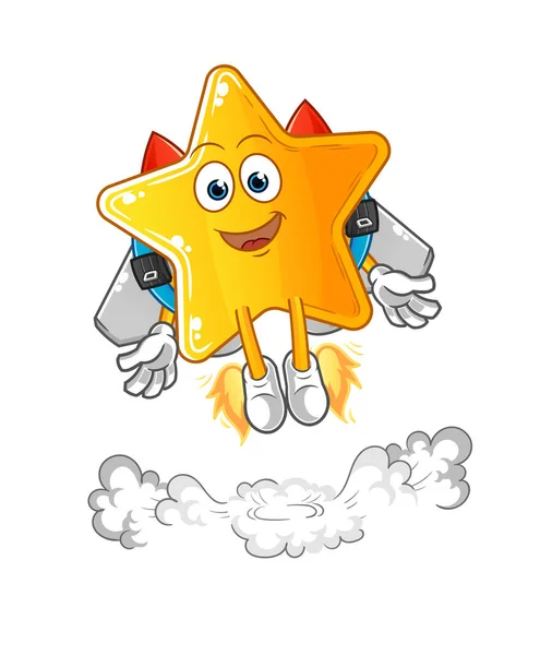 Étoile Avec Mascotte Jetpack Vecteur Dessin Animé — Image vectorielle