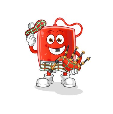 Gayda taşıyıcısı olan kan torbası İskoçyalı. çizgi film karakteri