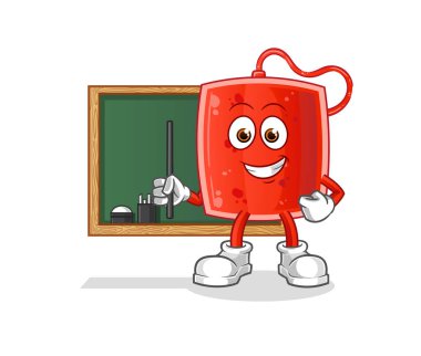 Kan torbası öğretmen vektörü. çizgi film karakteri