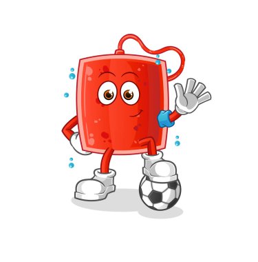 Kan torbası futbol oynuyor. karakter vektörü