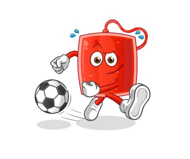 Kan torbası çizgi filmi tekmeliyor. çizgi film maskotu vektörü