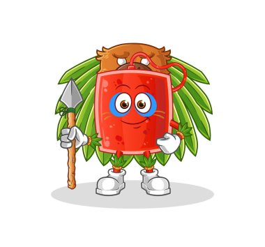 Kan torbası kabile maskotu. çizgi film vektörü