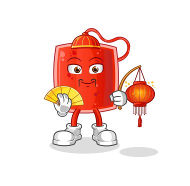 Fener resimli kanlı Çinliler. karakter vektörü