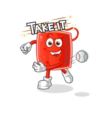 Kan torbası beysbol taşıyıcısı atıyor. çizgi film karakteri