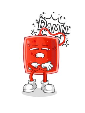 blood bag very pissed off illustration. character vector