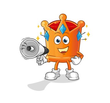 Crown hoparlör vektörünü tutuyor. çizgi film karakteri