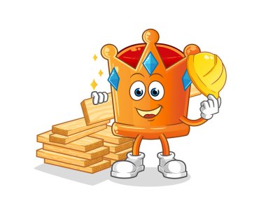 Crown Builder vektörü. çizgi film karakteri