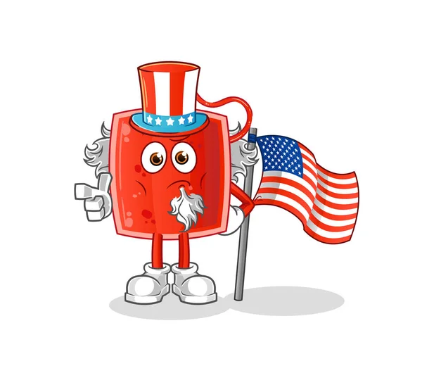 Blood Bag Uncle Sam Character Cartoon Mascot Vector — Stock Vector