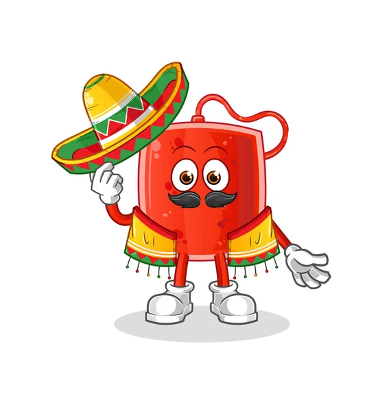 Bolsa Sangre Cultura Mexicana Bandera Vector Mascota Dibujos Animados — Archivo Imágenes Vectoriales