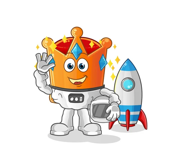 クラウン宇宙飛行士がキャラクターを振って 漫画マスコットベクトル — ストックベクタ