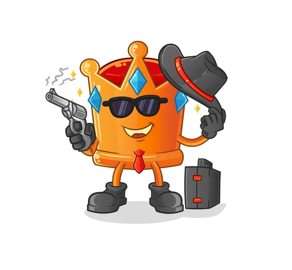 Crown Mafia Gun Character Cartoon Mascot Vector — Stock Vector