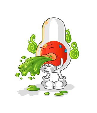 Termometre karikatürü kustu. çizgi film maskotu vektörü