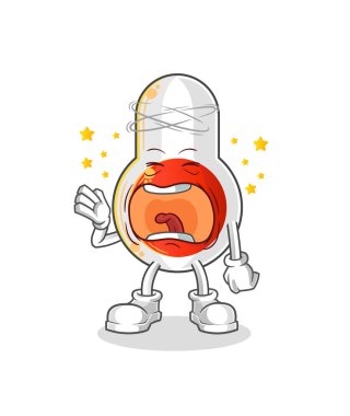 Termometre esneme karakteri. çizgi film maskotu vektörü