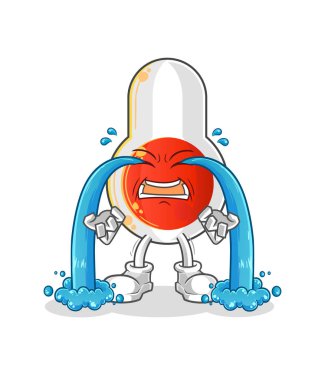 Termometre ağlayan illüstrasyon. karakter vektörü