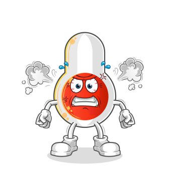 Termometre çok kızgın bir maskot. çizgi film vektörü