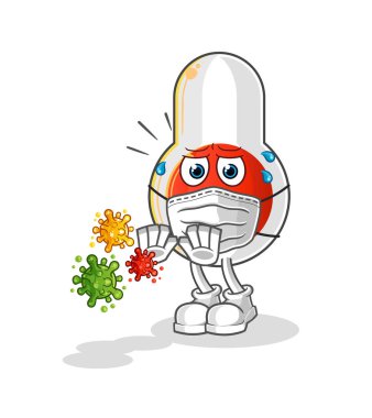 Termometre virüsleri reddediyor. çizgi film maskotu vektörü