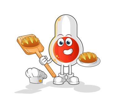 Ekmekli termometre fırıncısı. çizgi film maskotu vektörü