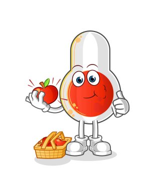 Termometre elma çizimi yiyor. karakter vektörü