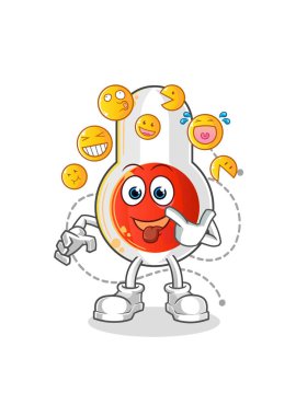 Termometre kahkaha ve alay karakteri. çizgi film maskotu vektörü