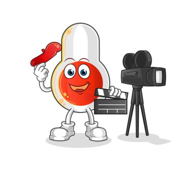 Termometre direktörü maskotu. çizgi film vektörü