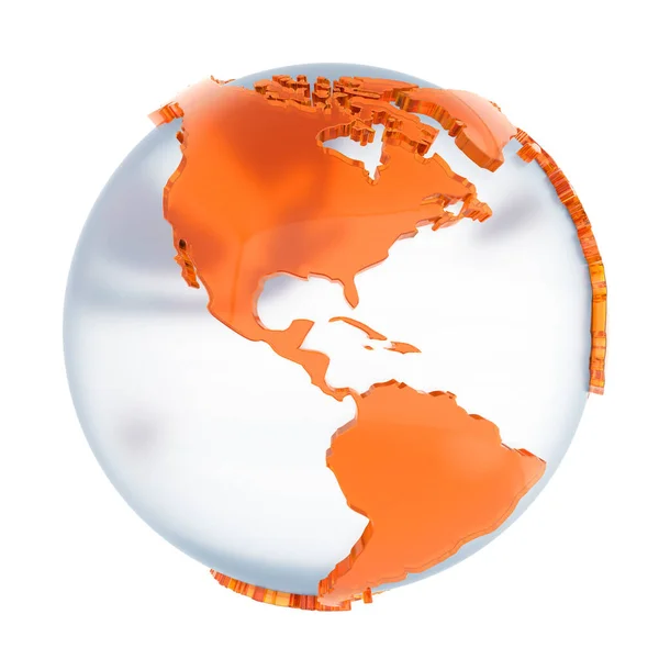 Glasglob Med Orange Kontinenter Illustration — Stockfoto