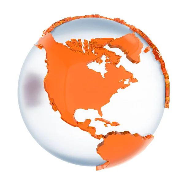 Glasglob Med Orange Kontinenter Illustration — Stockfoto