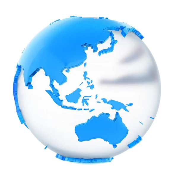 Glazen Bol Met Blauwe Continenten Illustratie — Stockfoto