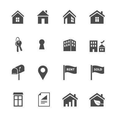 Set of real estate flat design icons clipart
