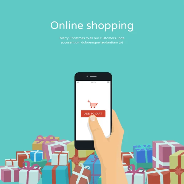 Kerst geschenken online winkelen — Stockvector