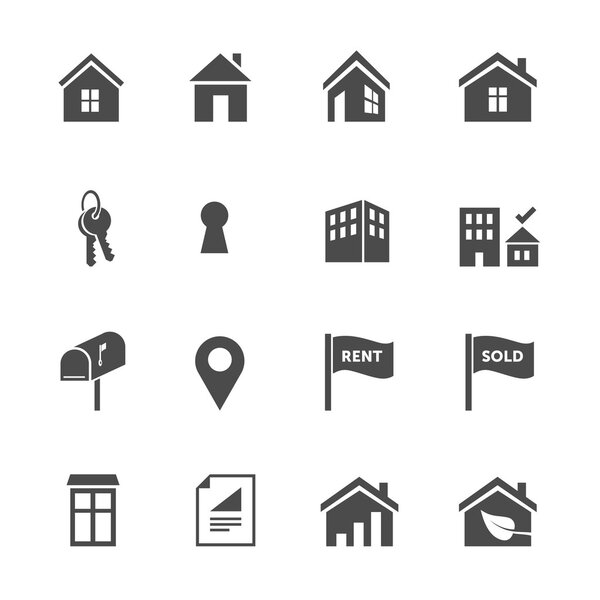 Set of real estate flat design icons