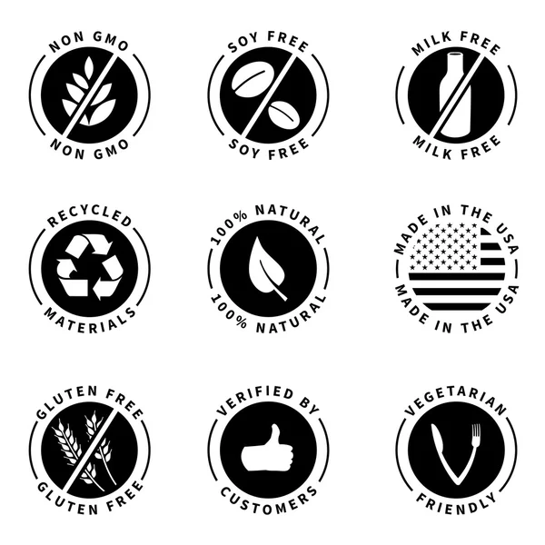 Collection de badges produits alimentaires — Image vectorielle