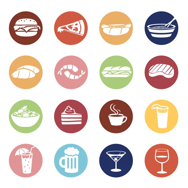 Mat och dryck ikoner set — Stock vektor